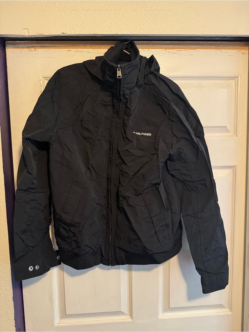 Tommy Hilfiger Black Hooded Windbreaker Jacket
